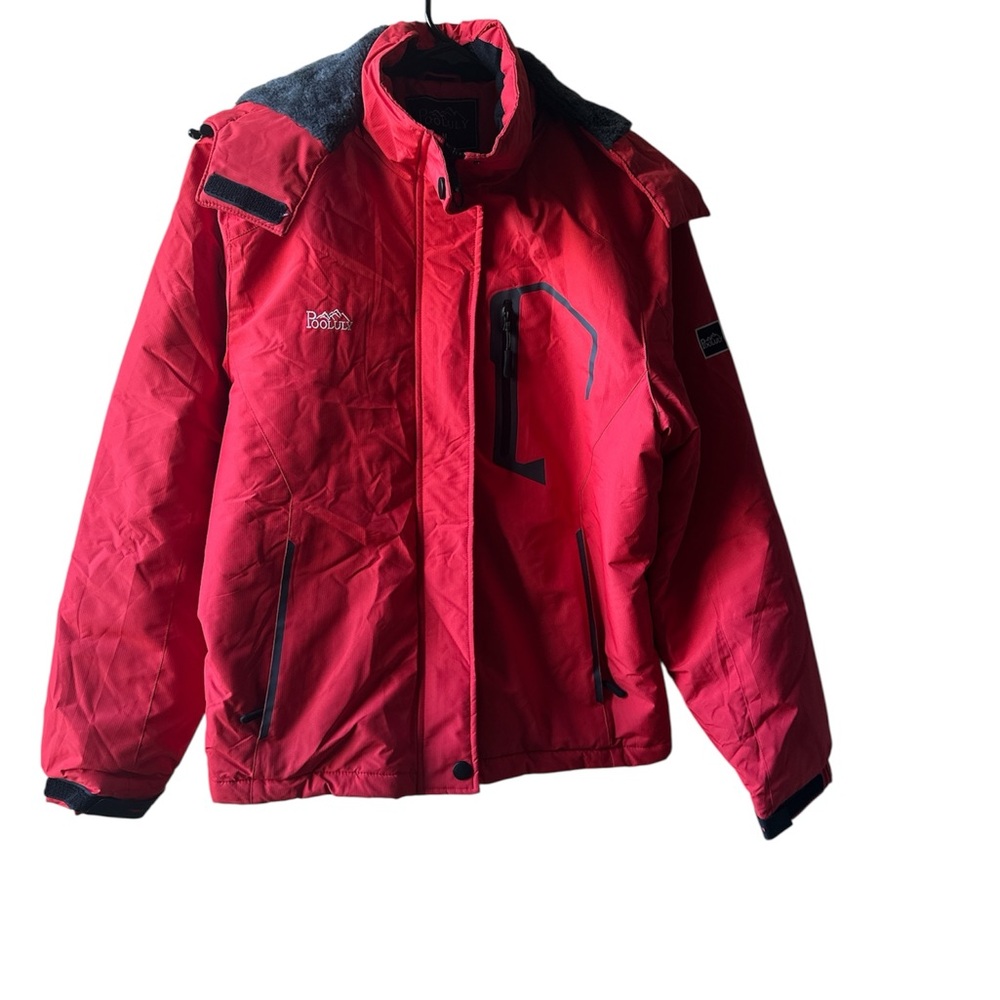 Red Ski & Snow Jacket weatherproof windbreaker hooded Raincoat size medium